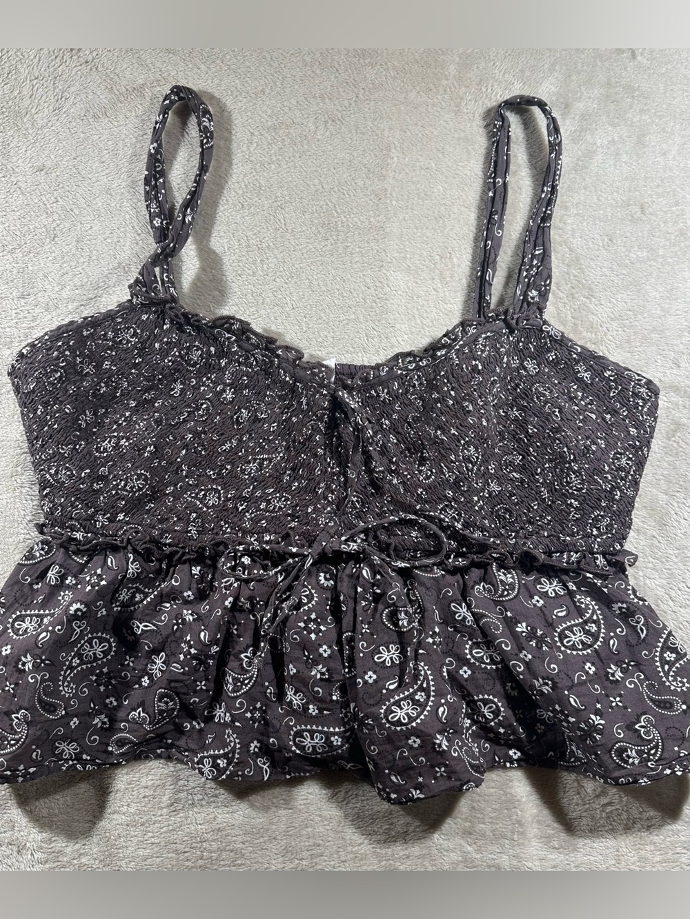 Women’s brown Paisley Peplum Cami Top